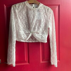 H&M White Long sleeved, Lace top